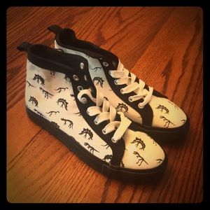 BLACK & WHITE SKELETON DINOSAUR HI-TOPS